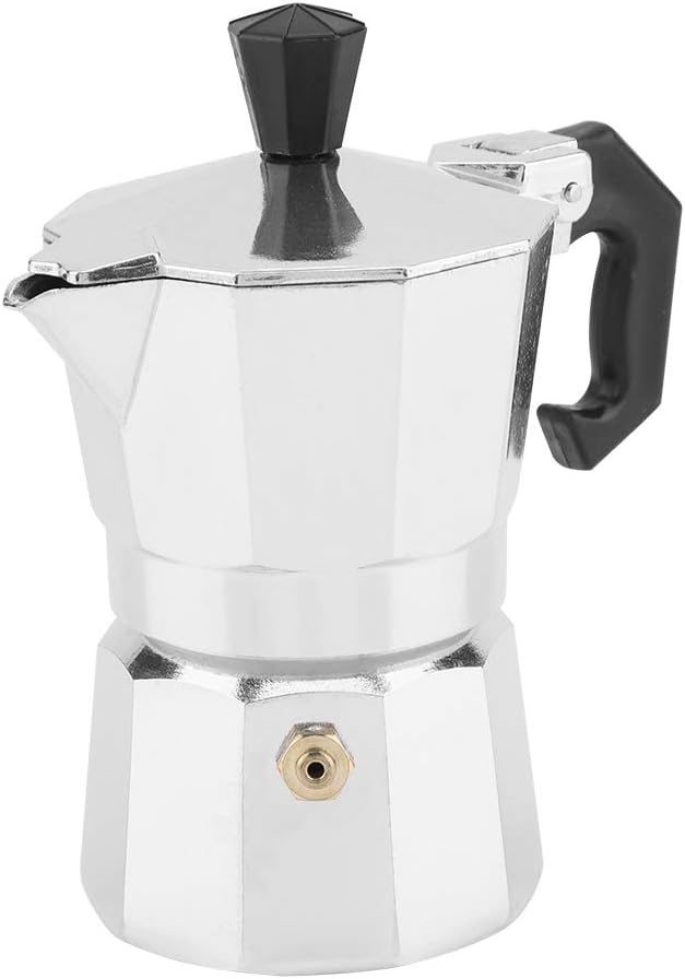Agatige 50ml 1 Cup Moka Coffee Pot, Aluminum Espresso Coffee Maker Stovetop Coffee Percolator Stovetop Espresso Pot for Home Camping Office, Italian and Cuban Cafe Brewing
