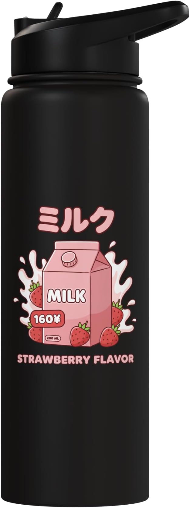 Strawberry Flavor Milk Cartoon Japanese Kawaii Stainless Steel Insulated Water Bottle