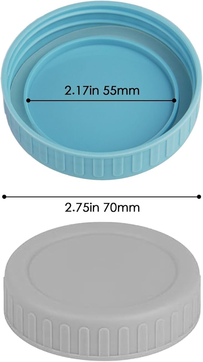 Vaincre 8PCS Mason Jar Lids - Colored Plastic Mason Lids Regular Mouth, Leak Proof Canning Covers with Silicone Rings for Ball, Kerr and More, Reusable Can Tops Caps Covers for Jars