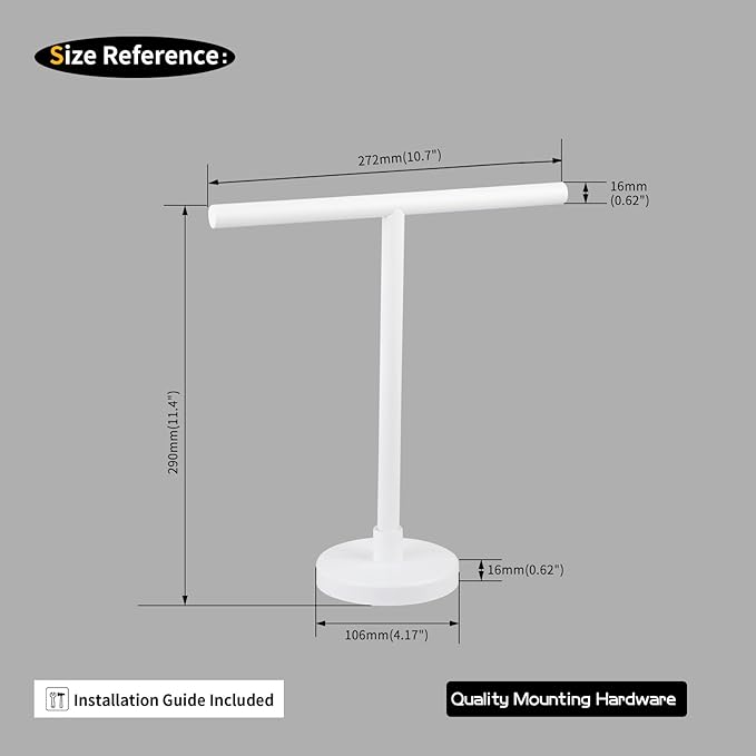GERZWY SUS 304 Stainless Steel Free Standing Modern Hand Towel Holder Countertop Towel Ring, White