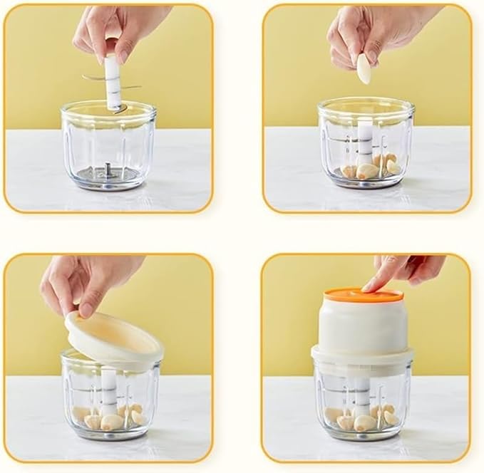 Mini Cordless Electric Mini Chopper, Portable Powerful Garlic Chopper, Onion Grinder, Masher, Crusher, Food Processor for Ginger, Chili, Veggie (Size : 250ml)