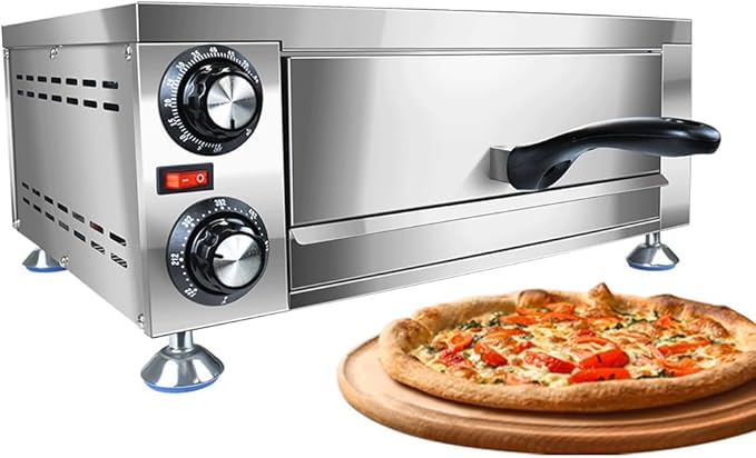 Generic YOOKTEN Electric Indoor Pizza Oven, 12"" Countertop Pizza Oven Commercial Pizza Maker Machine for Home with 60 Minutes Timer Stainless Steel Pizza Cooker,1100W, Silver