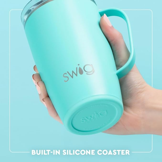Swig Life 18oz Travel Mug, Insulated Tumbler with Handle and Lid, Travel Coffee Mug, Cup Holder Friendly, Stainless Steel 18 oz Tumbler, Reusable Insulated with Lid (Pagoda Paradise)