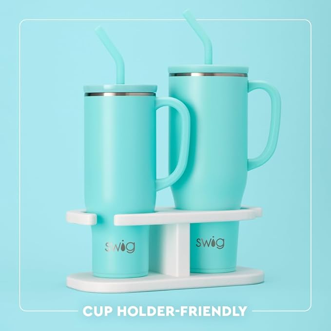 Swig Life 30oz Mega Mug, 30 oz Tumbler with Handle and Straw, Cup Holder Friendly, Dishwasher Safe, Extra Large Insulated Tumbler, Stainless Steel, Birthday Gifts for Women (Make a Wish)