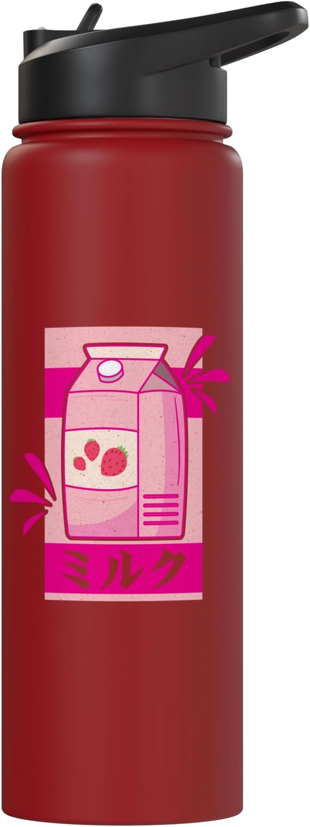 Funny Kawaii Japanese Strawberry Milk Shake Carton Milkshake Stainless Steel Insulated Water Bottle