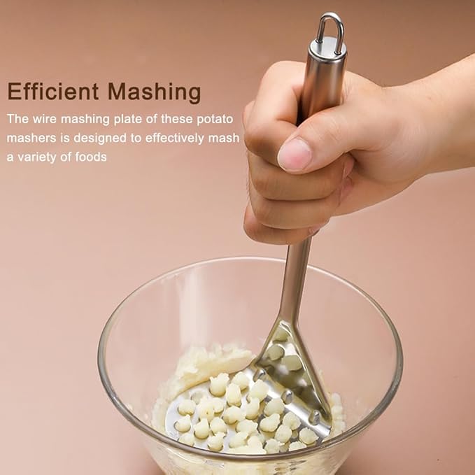 2 Pcs Potato Masher,Stainless Steel Mashed Potato Masher,Efficient Mashing Tool,Heavy Duty Wire Type Masher,Kitchen Masher Tool for Potato,Avocado,Fruits,Vegetables,Easy to Clean