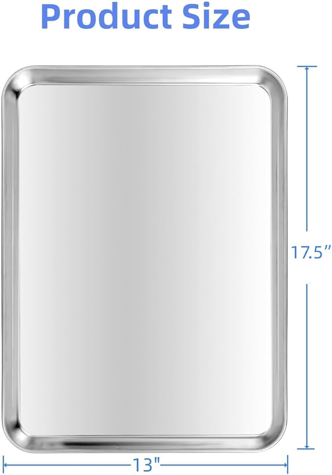 Stainless Steel Baking Sheet Set of 2, Cookie Sheet Baking Sheet Pan (17.5'' x 13'' x 1.1”, 2 Pack)