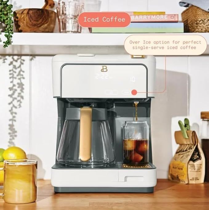 Beauti Multi Brew 12 Cup Programmable Drip & Single Serve Coffee Maker, Versatile Brewing (6oz, 8oz, 10oz, 12oz, 14oz), Pods or Ground, Over Ice option, Keep Warm mode (White)
