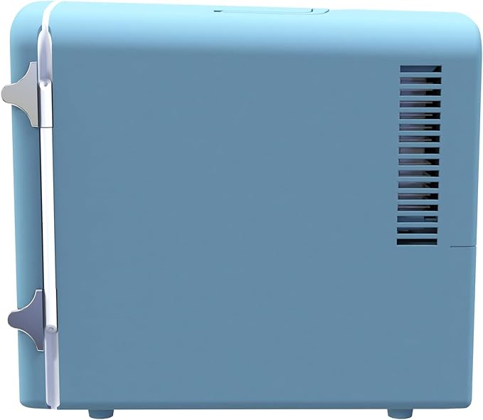 Frigidaire Retro 9-Can Mini Personal Fridge Portable Cooler for Car, Office, Bedroom, Dorm Room, or Cabin, 11.8" D x 7.1" W x 10.1" H, BLUE
