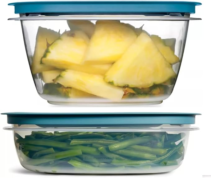 Food Storage Containers, Easy Find Lids, Teal, 9 and 14 cup set, Flex & Seal, Leak Proof Lids, Food Storage Set, Clear Meal Prep Flex Containers, Assortment Bundle