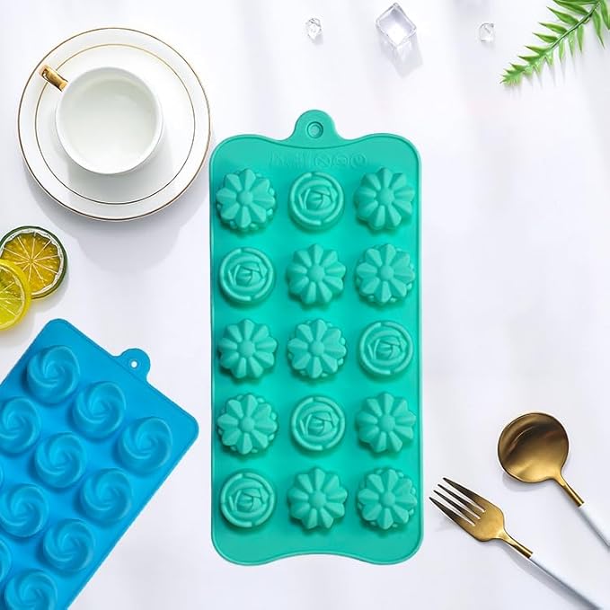 Gummy Candy Molds - 4Pcs Silicone Chocolate Mold, Non-stick and Bpa Free for Chocolate, Baking, Jelly, Wax Melt, Ice Cubes