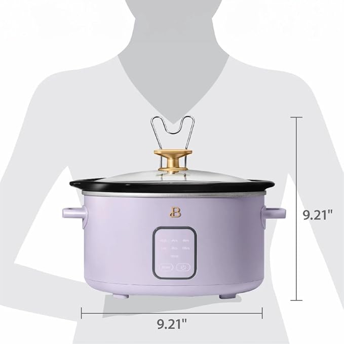 Beautiful 4-Quart Programmable Slow Cooker with Touch-Activated Display, Digital Timer, Keep-Warm Function & Removable Non-Stick Pot