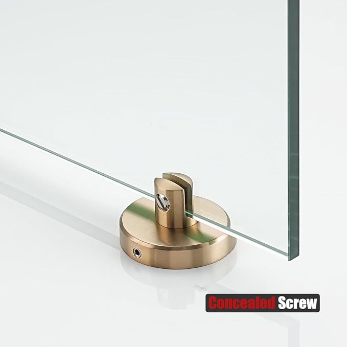 JQK Bathroom Glass Shelf, Tempered Glass Shower Storage 24 by 5 inches, 304 Stainless Steel Champagne Bronze Wall Mount, TGS101L24-CB
