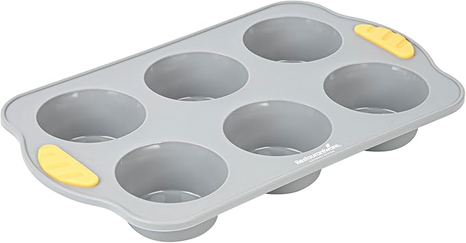 Restaurantware Silicone Baking Molds Pack of 40 Non-Stick Muffin Molds with Handles 6 Compartments, Oven-Friendly Dishwashable Freezer-Friendly Heat-Resistant Gray Silicone Cupcake Muffin Pans