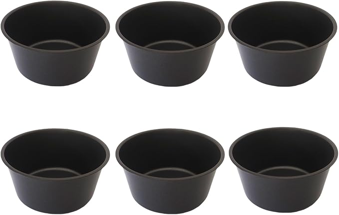 6PCS Carbon Steel Popover Pans, Nonstick Mini Yorkshire Pudding Pan, Muffin Cupcake Pans, Individual Egg Tart Molds, Baking Round Cake Cup - Black (3.1" x 1.4")