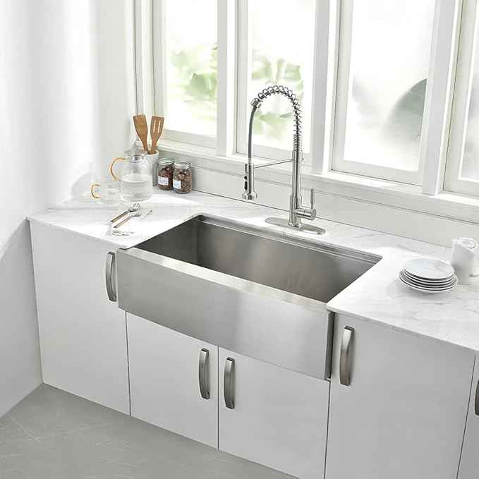 33Inch Farmhouse Sink Workstation -VOKIM 33"x22" Apron Front Kitchen Sink Single Bowl 16 Gauge Stainless Steel Kitchen Farm Kitchen Sinks with Accessories