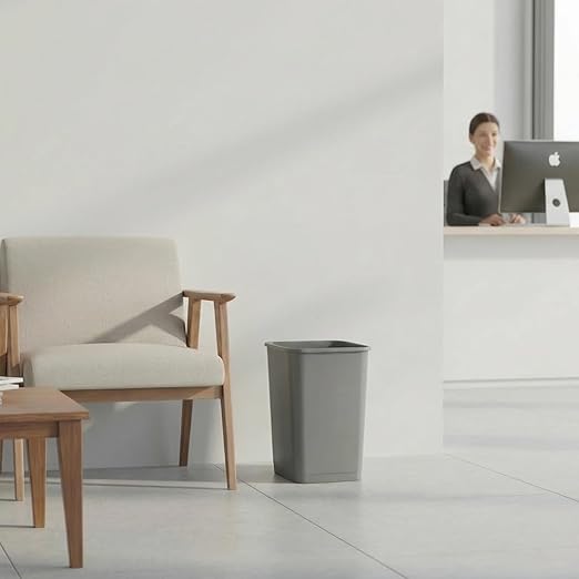 Superio 4.5 Gallon Slim Plastic Trash Can – Unlidded Medium Waste & Recycle Bin Only for Under Desk, Kitchen Cabinet, Office, Bedroom, Bathroom, Dorm, Indoor & Outdoor Use (18 Qt, Grey)
