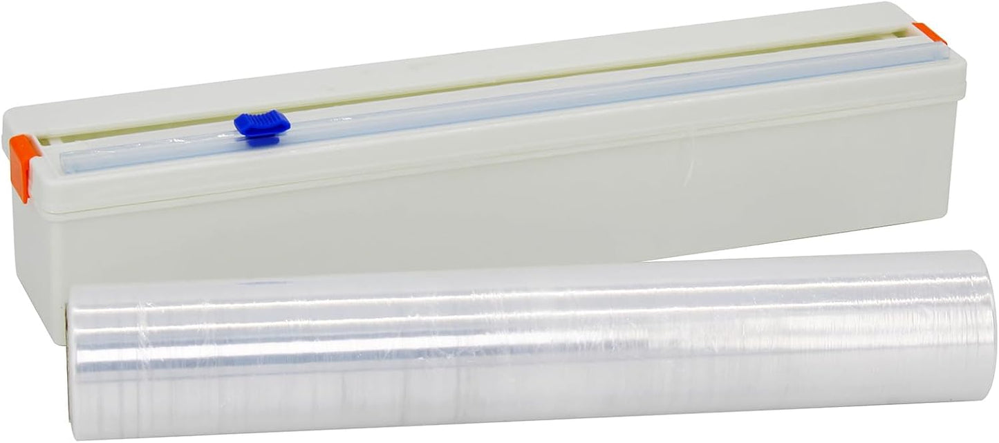 Plastic Wrap Dispenser with Cutter, Refillable Cling Film Dispenser with 12 inch328Ft Cling Film