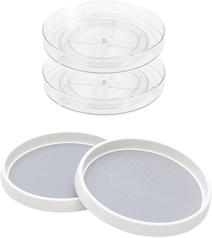 Roninkier Lazy-Susan Spice Rack Organizer - Rotating Storage Turntable for Kitchen, Pantry, Cabinet, Refrigerator, Countertop