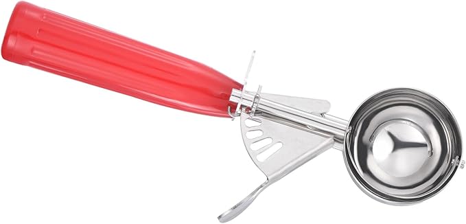 PATIKIL 1.3 Ounce Ice Cream Scoop with Trigger, Stainless Steel Portion Cookie Scoop with Thumb Trigger for Cookie Dough Cupcake Batter Baking, Red 39ML