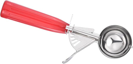 PATIKIL 1.3 Ounce Ice Cream Scoop with Trigger, Stainless Steel Portion Cookie Scoop with Thumb Trigger for Cookie Dough Cupcake Batter Baking, Red 39ML