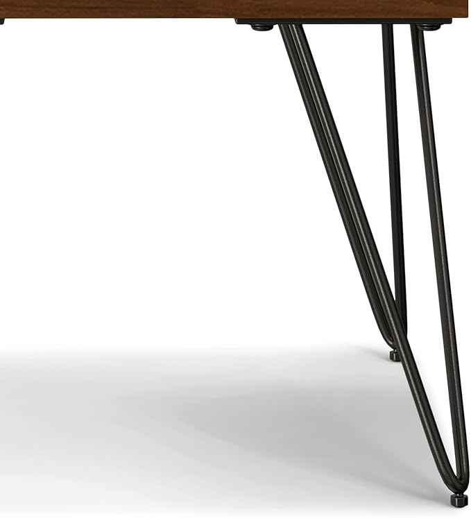 SIMPLIHOME Hunter Industrial 22 inch Wide Metal End Table in Walnut Veneer for The Living Room and Bedroom