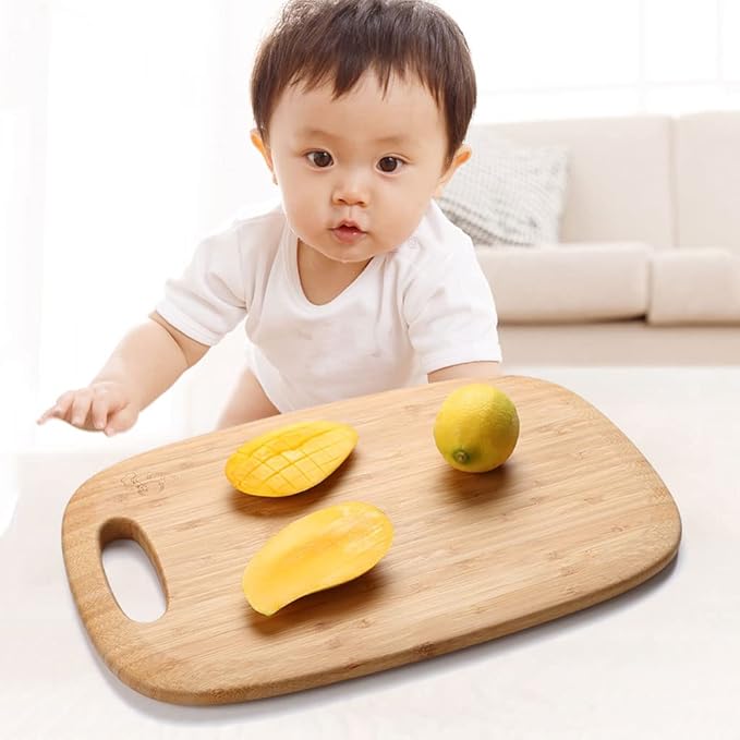 Board Bamboo Cutting Board with Handle Wooden Cutting Board for Kitchen Board Set for Vegetables Meat Cheese Cutting Board for Carving Meat or Vegetables (Carbonized Color Set