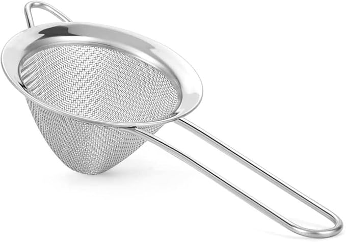 ELEEN Stainless Steel Strainer | Set of 3 Kitchen Strainers Available Sizes (S,M,L) | Perfect Strainers for Kitchen Use (Silver 8 CM)