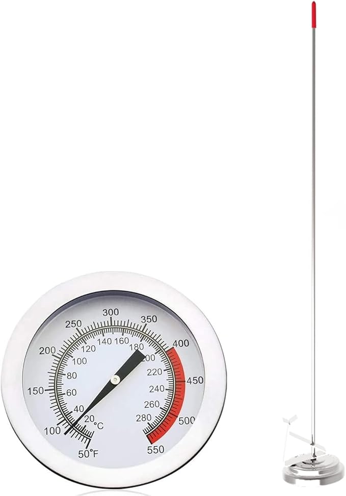 Lightbeam 16" Long Stem Deep Fry Thermometer with Pot Clip, Instant Read 2" Dial Meat BBQ Oil Turkey Thermometer Candy Thermometer for Deep Fry, Turkey, Grill, Candy & Coffee etc