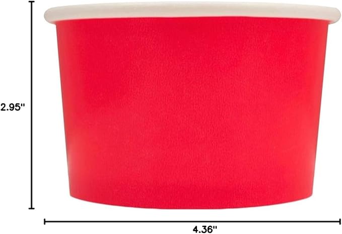 UNIQ 1000-Count 4 oz Paper Ice Cream Cups Red Color | Disposable Dessert Bowls for Ice Cream, Yogurt, Gelato | Frozen Dessert Supplies