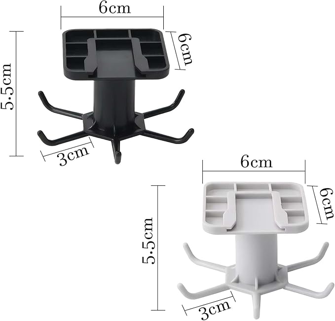 3PCS Under Cabinet Hooks for Kitchen Utensils, 360° Rotating Utility Hooks, Space-Saving Adhesive Kitchen Storage Rack for Hanging Tools and Utensils, Durable and Easy Installation (Black + Grey)