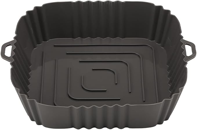 Silicone Baking Tray Reusable Air Fryer Liners Basket Nonstick Oven Baking Pan Multifunctional For Kitchen Gadgets 2Pcs Grey
