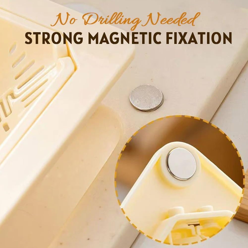 Magnetic Drainage & Filter Basket, Punch-Free Triangular Sink Strainer with Twist-Open Bottom, Strong Magnetic Fixation, Corner Kitchen Organizer for Washing Fruits & Vegetables(2pcs Color a)