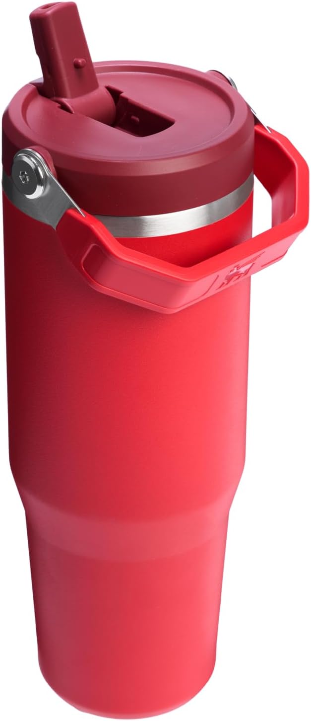 STANLEY IceFlow 2.0 Flip Straw Tumbler with Handle 30 oz | Twist On Lid and Flip Up Straw | Leak Resistant Water Bottle | Insulated Stainless Steel | BPA-Free | Chili Red