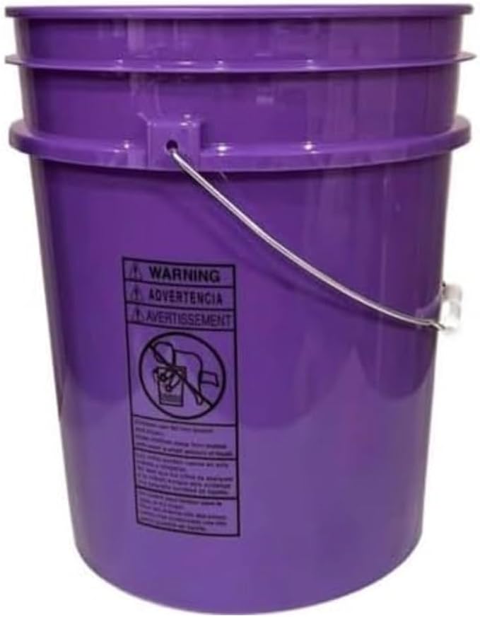 House Naturals 5 Gallon Premium HPDE Plastic Bucket - Made in USA Food Grade Storage Container, BPA Free All Purpose Pail (4, Purple)