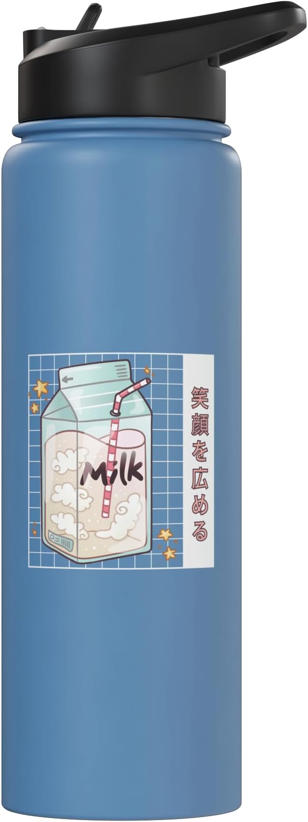 Cute Milk Carton Kawaii Japanese Stars Clouds Stainless Steel Insulated Water Bottle