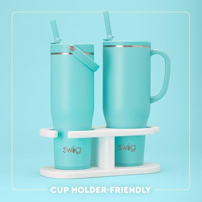 Swig Life 40oz Leak Proof Mega Mug, 40oz Leak Proof Tumbler with Handle and Straw, Extra Large Insulated Tumblers, Cup Holder Friendly Travel Mug, Reusable Leakproof Water Bottle (Rally Ready)