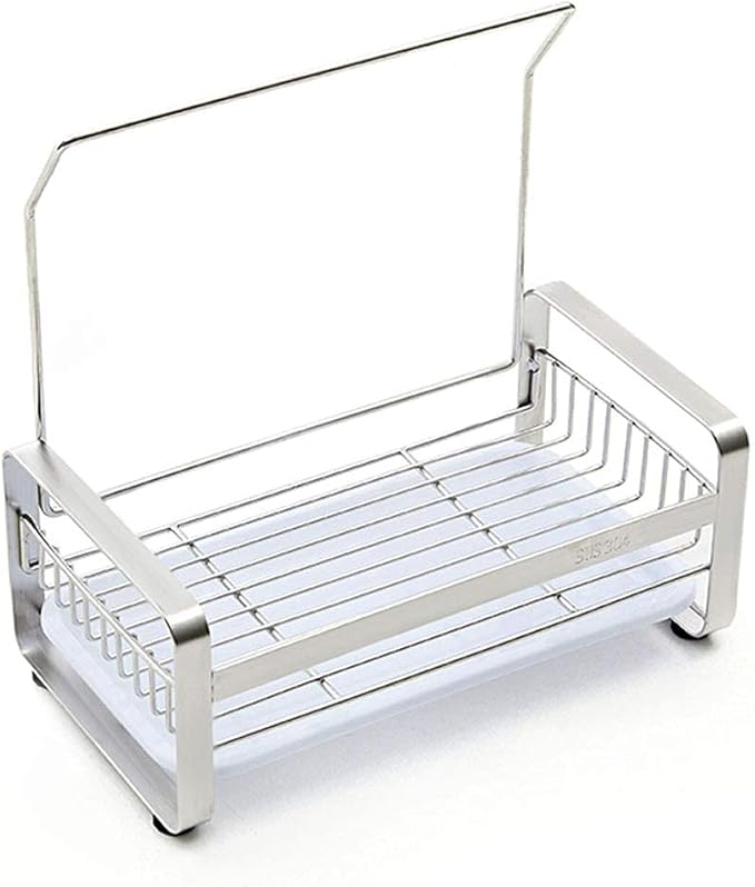 Sponge Holder - Kitchen Sink Organizer - Sink Caddy - Sink Tray - SUS304 Stainless Steel Soap Holder,9.45 x5.15 x8.1 inches,Large Size