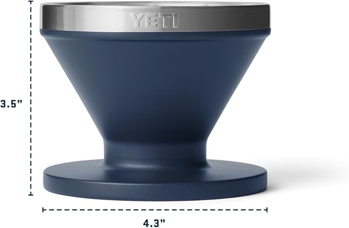 YETI Pour Over Coffee Maker Accessory Ramblers, Designed for Perfect Coffee Extraction Anywhere, Stainless Steel, fits any V60 Filter, Navy