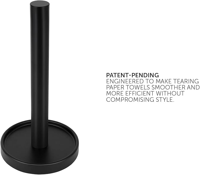 Ivilon Countertop Paper Towel Holder - Steady and Easy Tear - Fits All Paper Towel Rolls - Black