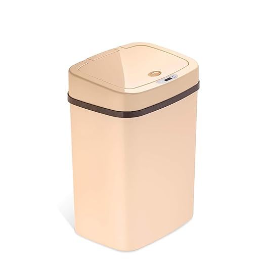 Touchless Motion Sensor Trash Can with Sealing Lid Automatic Soft Close Silent Bathroom Kitchen Office Waste Bin Narrow Rectangular ABS Hands Free Smart Home Garbage Container (Cream)
