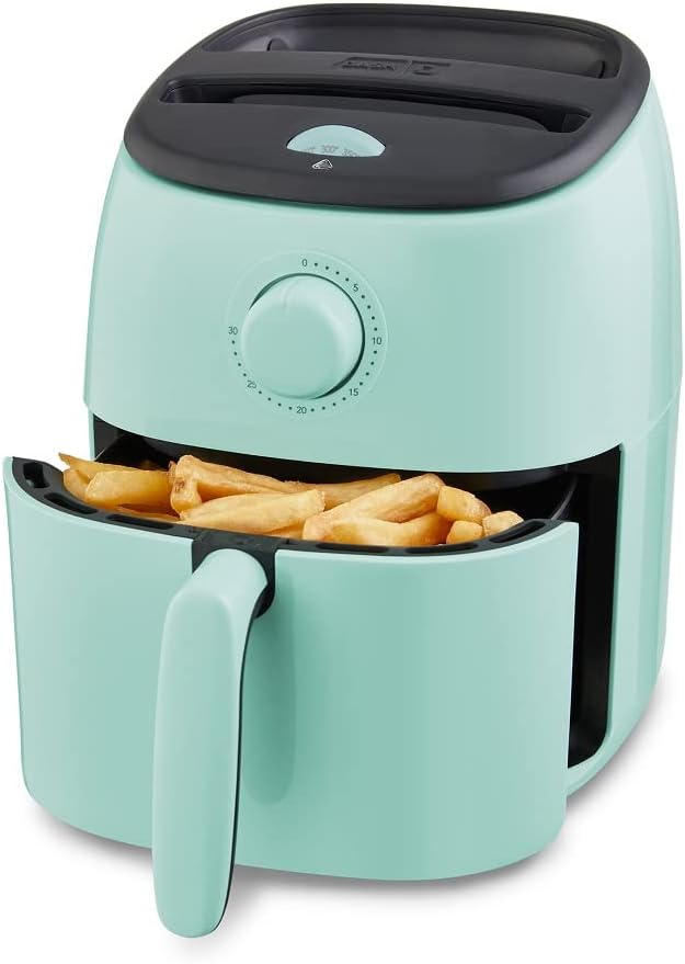 Dash Tasti-Crisp™ Air Fryer - AirCrisp® Technology - Compact Design with Adjustable Temperature Control - Nonstick Fry Basket & Auto Shut-Off Feature - 2.6 Quarts - Aqua