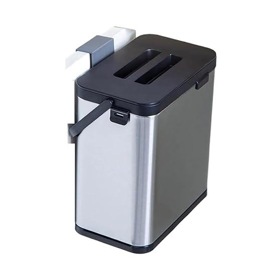 Door Hanging Trash Can with Lid Sealed Under Sink Garbage Can Waste Bin Over Cabinet Door Bathroom Camping Recycle Bin