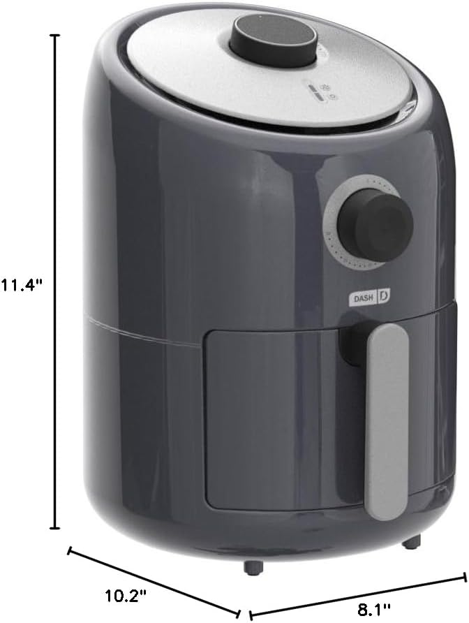Dash Compact Air Fryer - Healthy Cooking with Auto Shut-Off Feature, Adjustable Temperature Control & Nonstick Fry Basket - Has AirCrisp® Technology - 2 Quart - Cool Grey