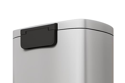 Garvee 13 gal / 50 L Metal Kitchen Trash Can with Lid, Large Rustproof Garbage Can for Kitchen, Step-on Trash Bin with Inner Bucket, Rear Handle, Soft Close Lid, White