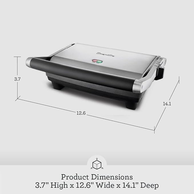 Breville BSG520XL Panini Duo Nonstick Sandwich Maker Press, 2 Slice, Brushed Stainless Steel