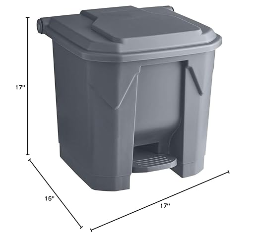 PRO&Family 32 Qt. / 8 Gallon Gray Rectangular Step-On Trash Can. Trash Bin Waste Basket Garbage Bin Recycle Bin Kitchen Garbage Can with Lid Recycle Bin