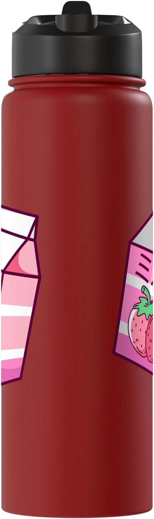 Kawaii Japanese Pink Retro 90s Strawberry Milk Carton Stainless Steel Insulated Water Bottle