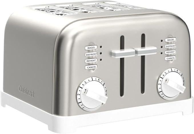 Cuisinart CPT-180WP1 4-Slice Metal Classic Toaster, White/Stainless Steel