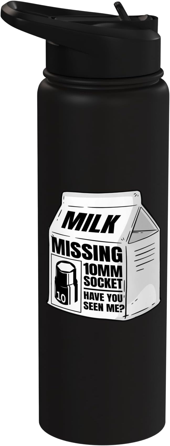 Missing 10mm Socket Milk Carton Funny Car Mechanic Stainless Steel Insulated Water Bottle